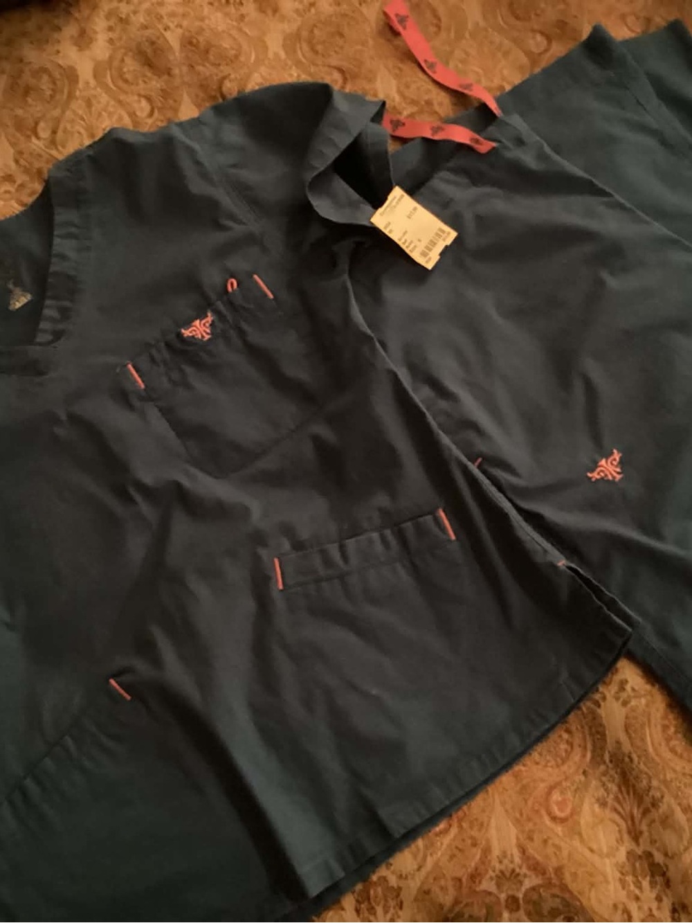 Women’s Navy Utility Vest with Coral Accent Stitching